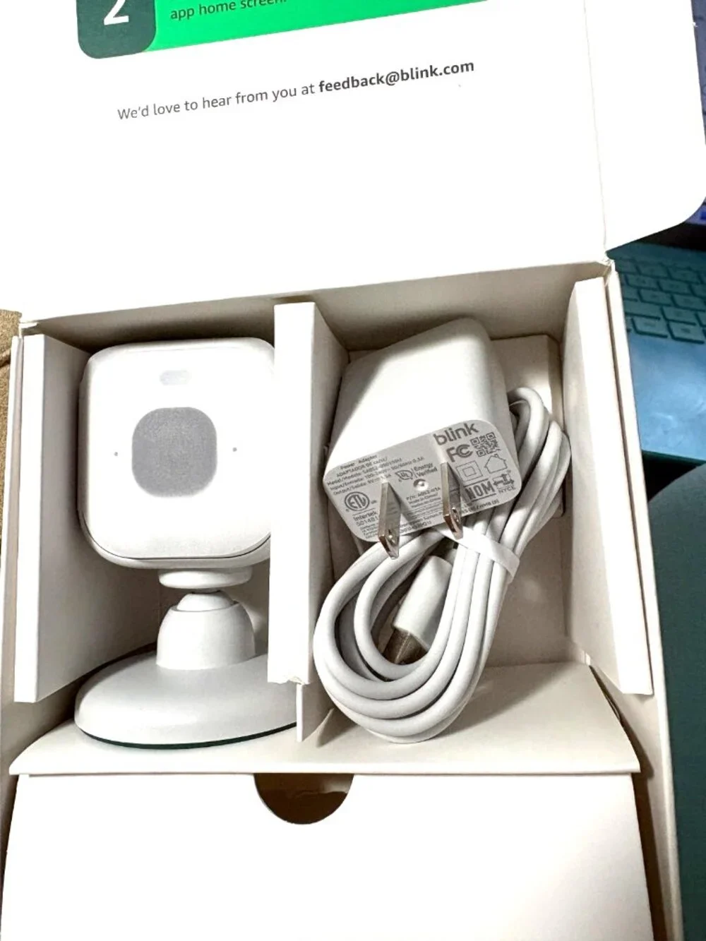 Blink Mini 2K+ Indoor Security Camera With Power Adapter White